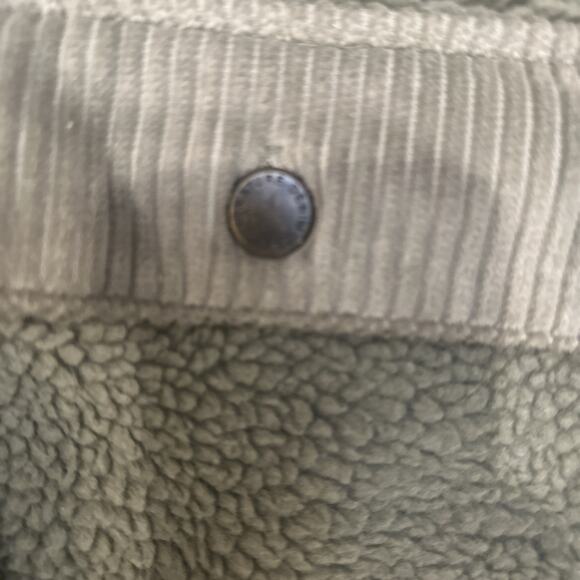 Zara Women's Green Sherpa Jacket With Pockets Size Large Corduroy Accents - Picture 4 of 11